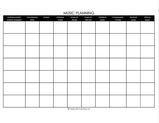 Worship Music Planner - PDF File (Digital Download)
