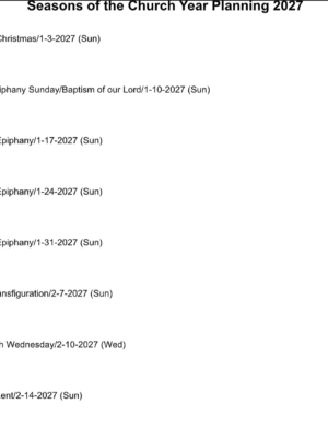 Seasons of the Church Year Planning 2027